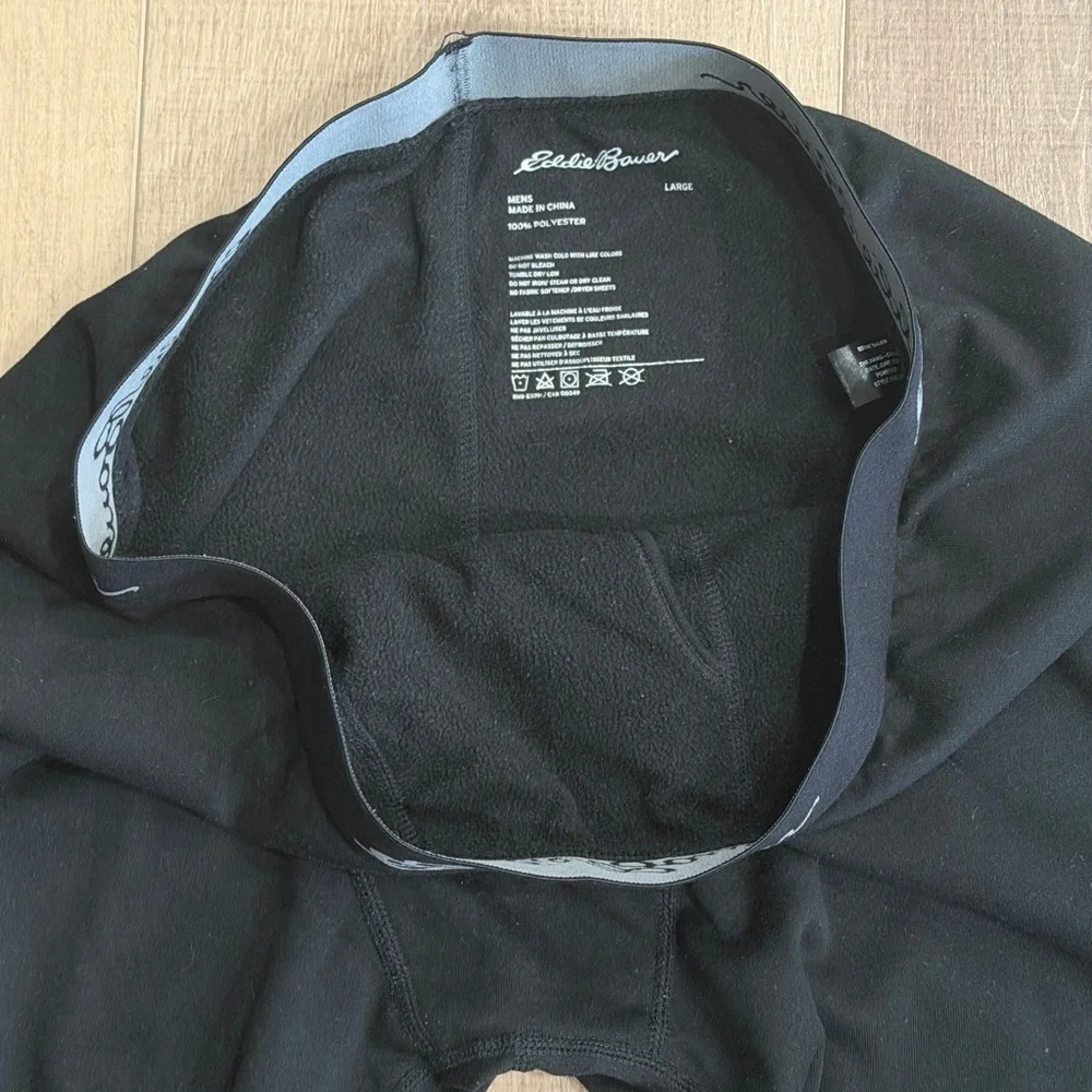 Eddie Bauer Men Large Thermal Base‎ Layer leggings Black Polyester